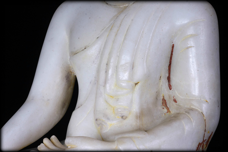 Extremely Rare 19C Alabaster Sitting Mandalay Buddha #A071
